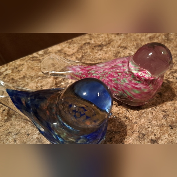 2-Gorgeous Glass Special Paperweights Pinks Browns Blues "Read" - Picture 10 of 10
